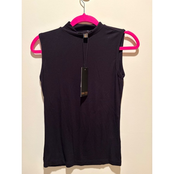 Truth By Republic Tops - Truth by Republic Womens Black Ribbed Mock Neck Sleeveless Top Size Small NWT